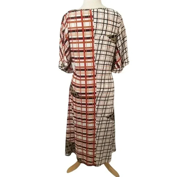 {Diana Gallesi} Italian Designer "Spicy Summer" Mixed Print Plaid Belted - Picture 4 of 14